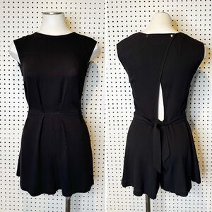 ZARA | Black Sleeveless Shorts Romper w/ Keyhole Back and Tie Waist Sz. XS